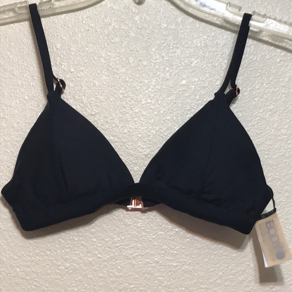 Cotton on Body Black Padded Bra Size XS Adjustable Strap BackClosure Copper Snap